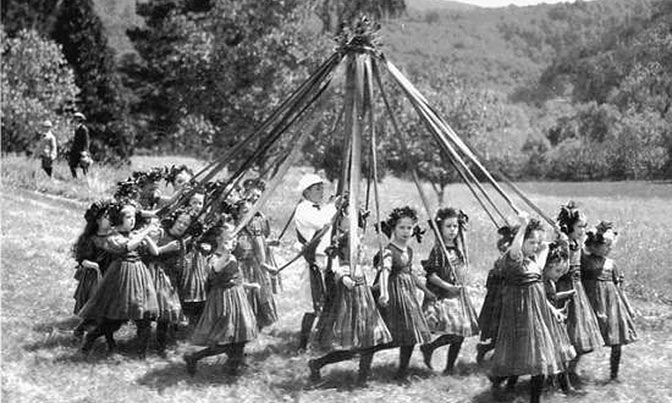 May Pole Kent Field with Girls
