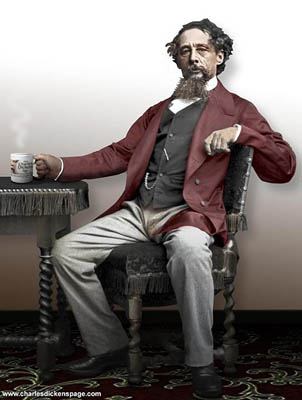 Charles Dickens drinks from a time traveling cup.